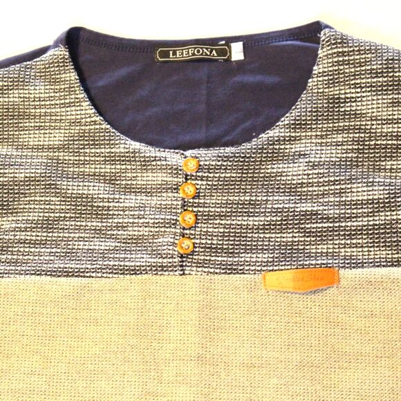 Leefona 'Fashion Show' Size Large Men's Shirt with Buttons & Leather Patch - Picture 2 of 7